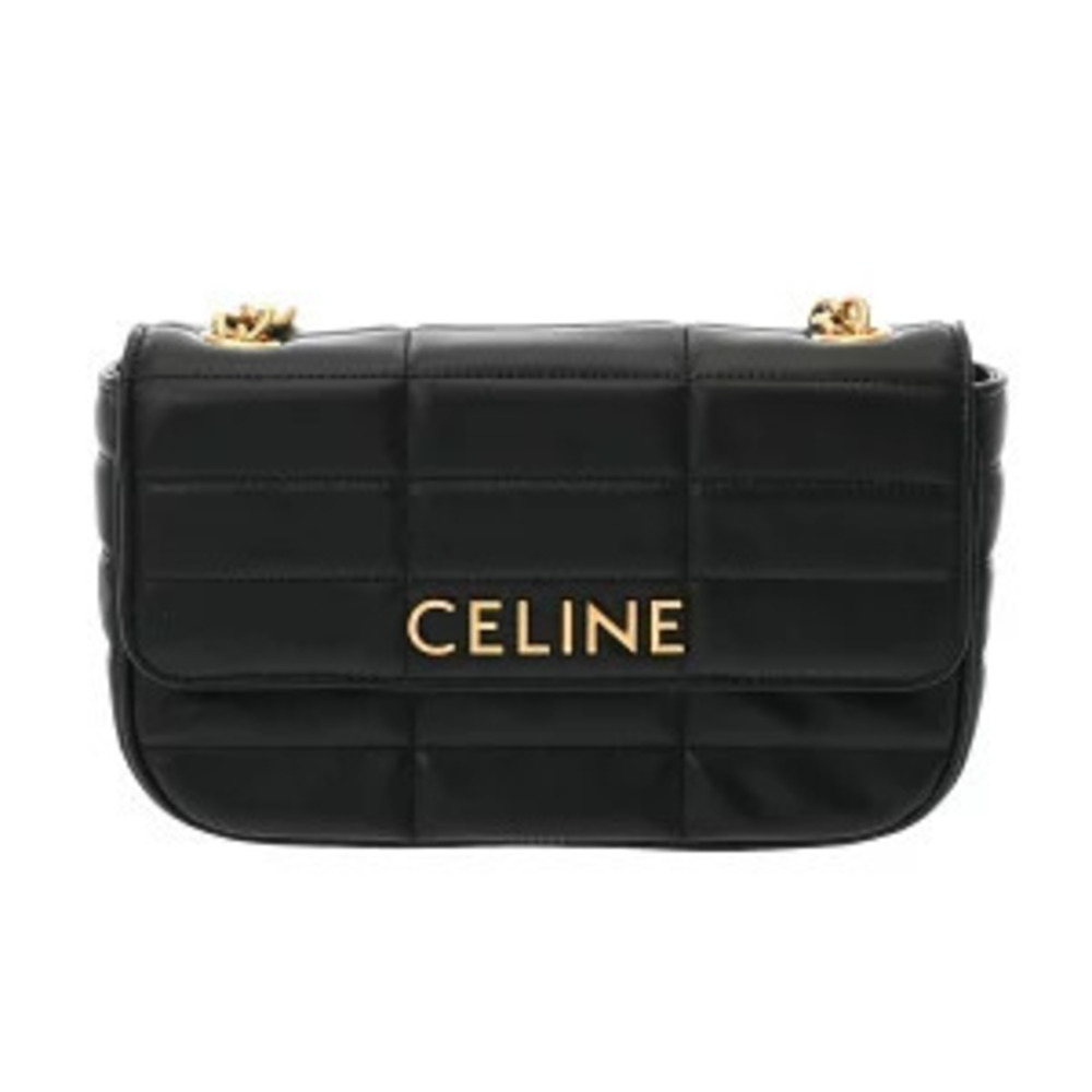 Celine Chain Shoulder Bag Black Calfskin